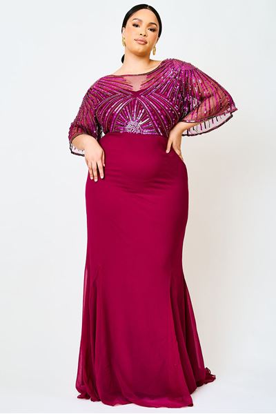 Picture of PLUS SIZE SEQUINS EVENING DRESS